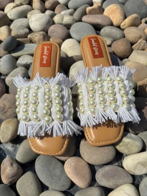 Boho Pearl Fringe Flats