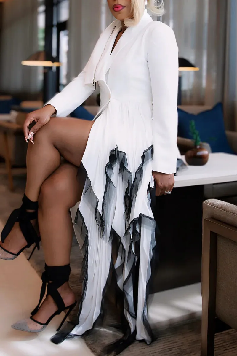 BR3064 Blazer Ruffle Short Dress