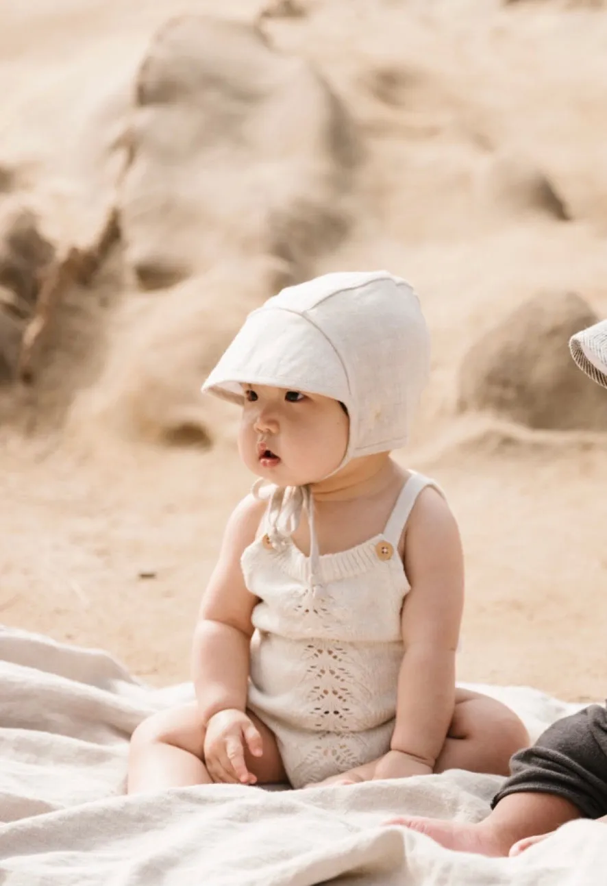 BRIAR BABY SAND LINEN BONNET
