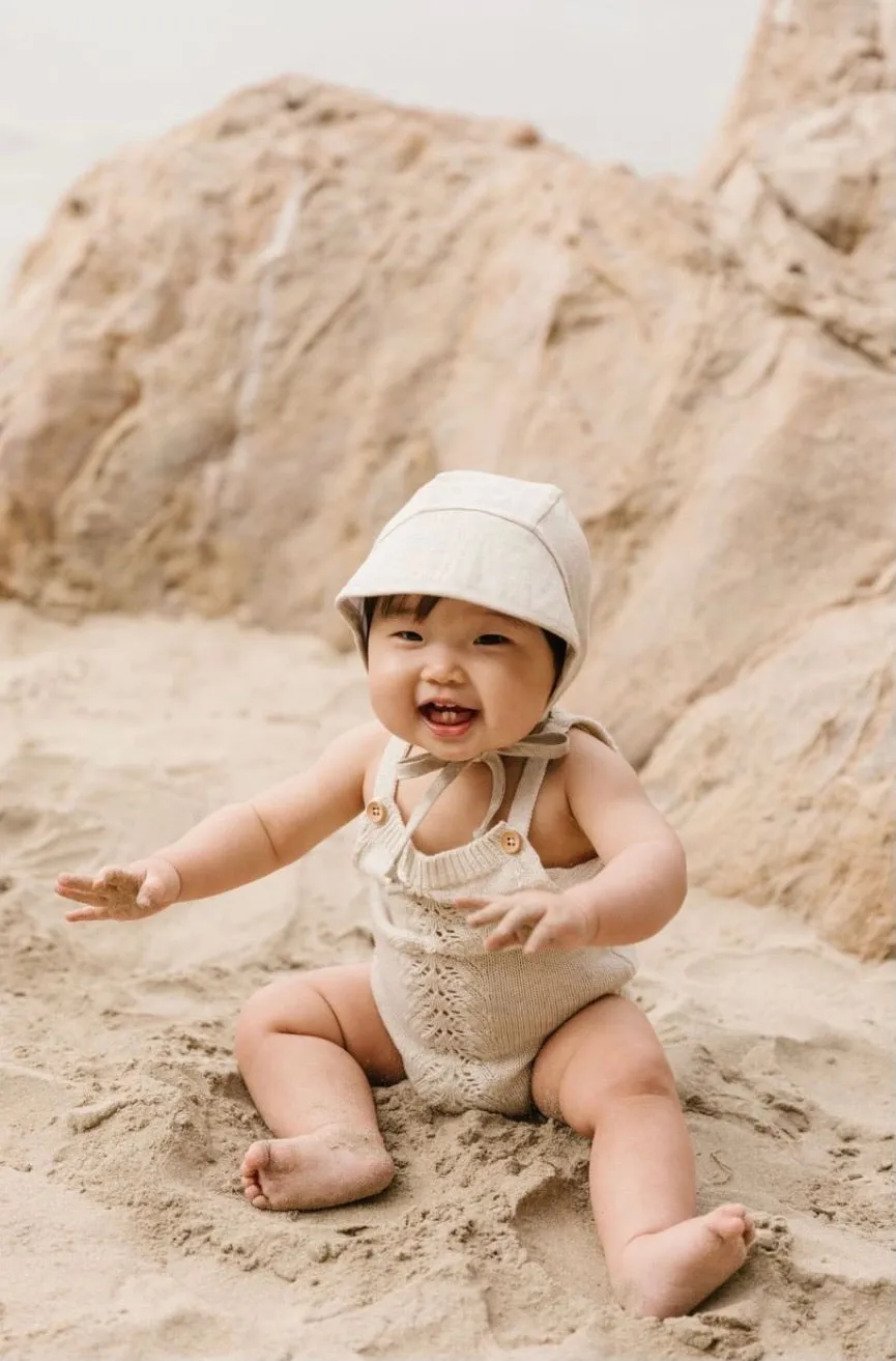BRIAR BABY SAND LINEN BONNET