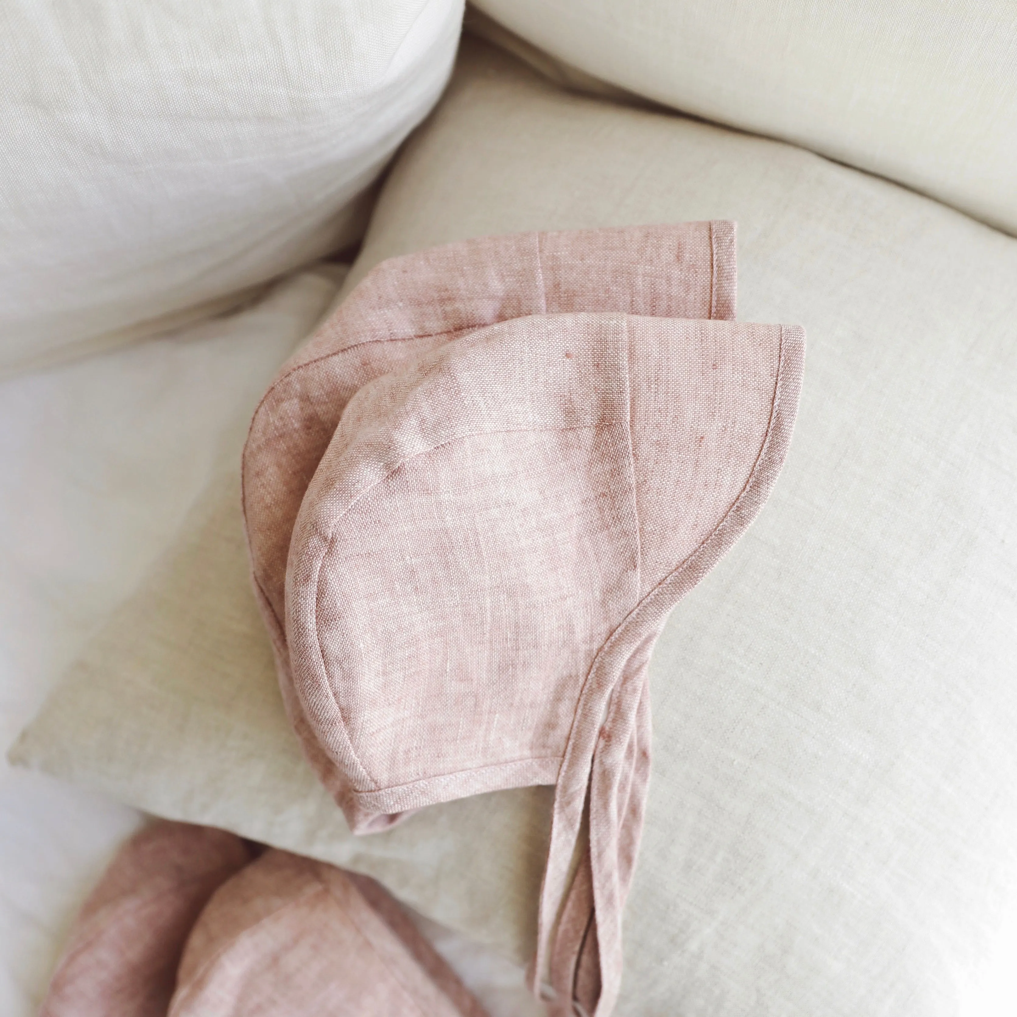 Brimmed Blush Linen Bonnet