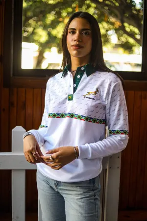 CA Ladies Supporters Cotton Golfer L/Sleeve | White Amandla