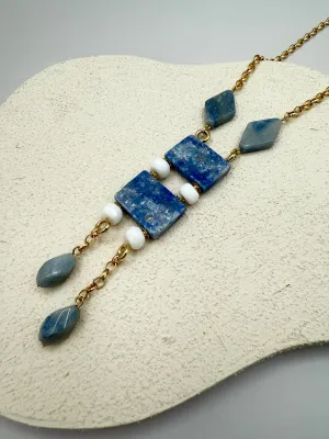 Celestial Charm Necklace – Delicate Pendant, 18K Gold-Plated Chain with Natural Stones