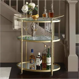 Classic Framed 3-Tier Bar Cart in Gold