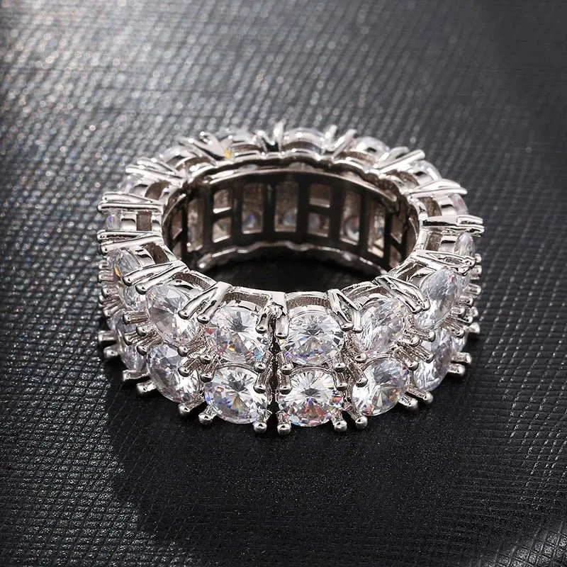 Classic Iced Out Zircon Ring Gold Solitaire For Women Jewelry