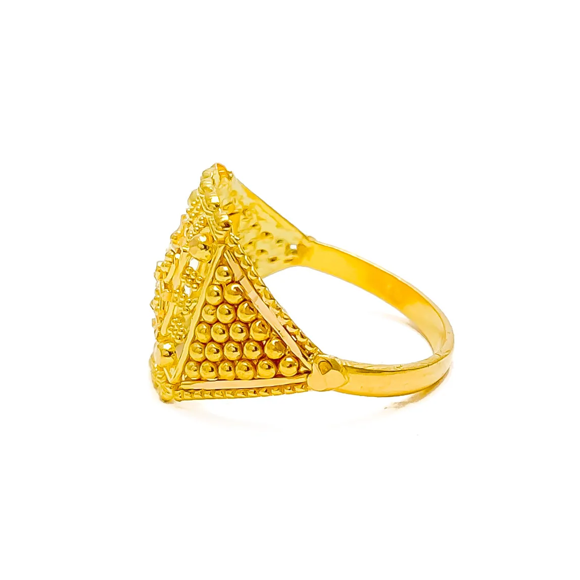 Classy Geometric Beaded 22K Gold Ring