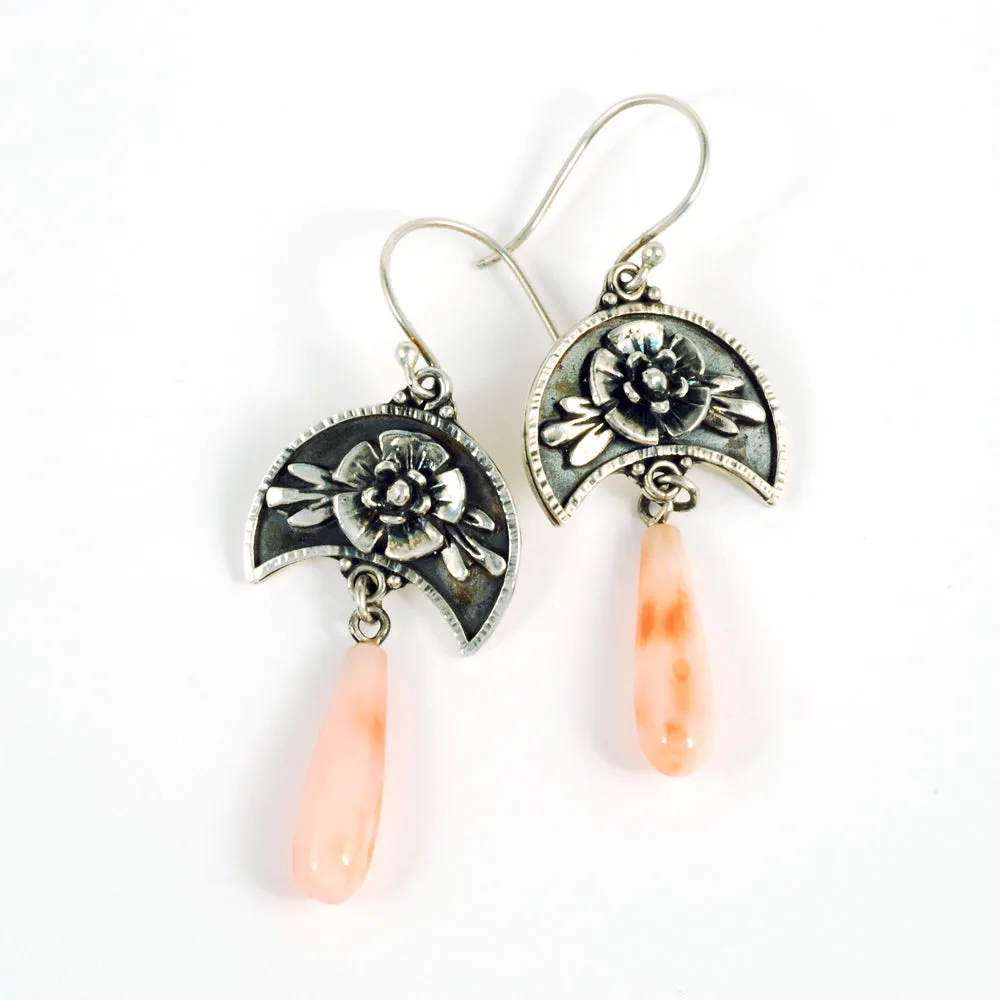 Coral Moonflower Earrings