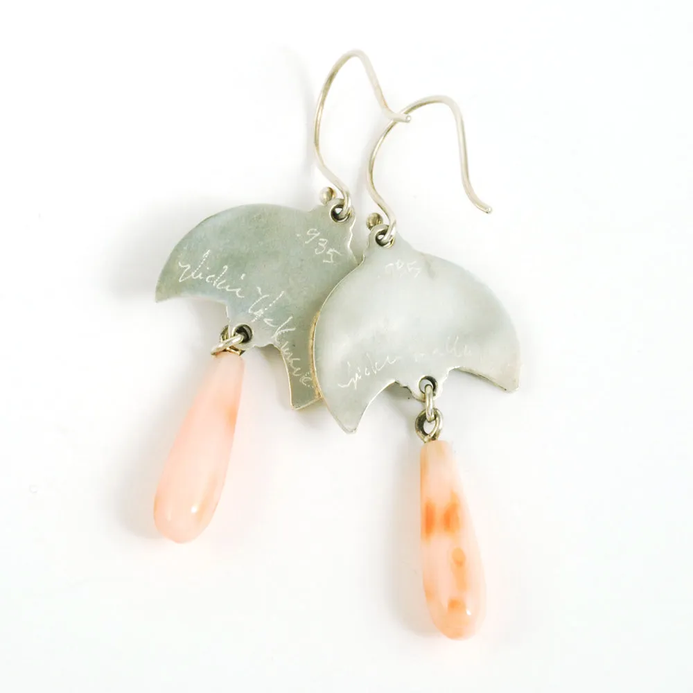 Coral Moonflower Earrings
