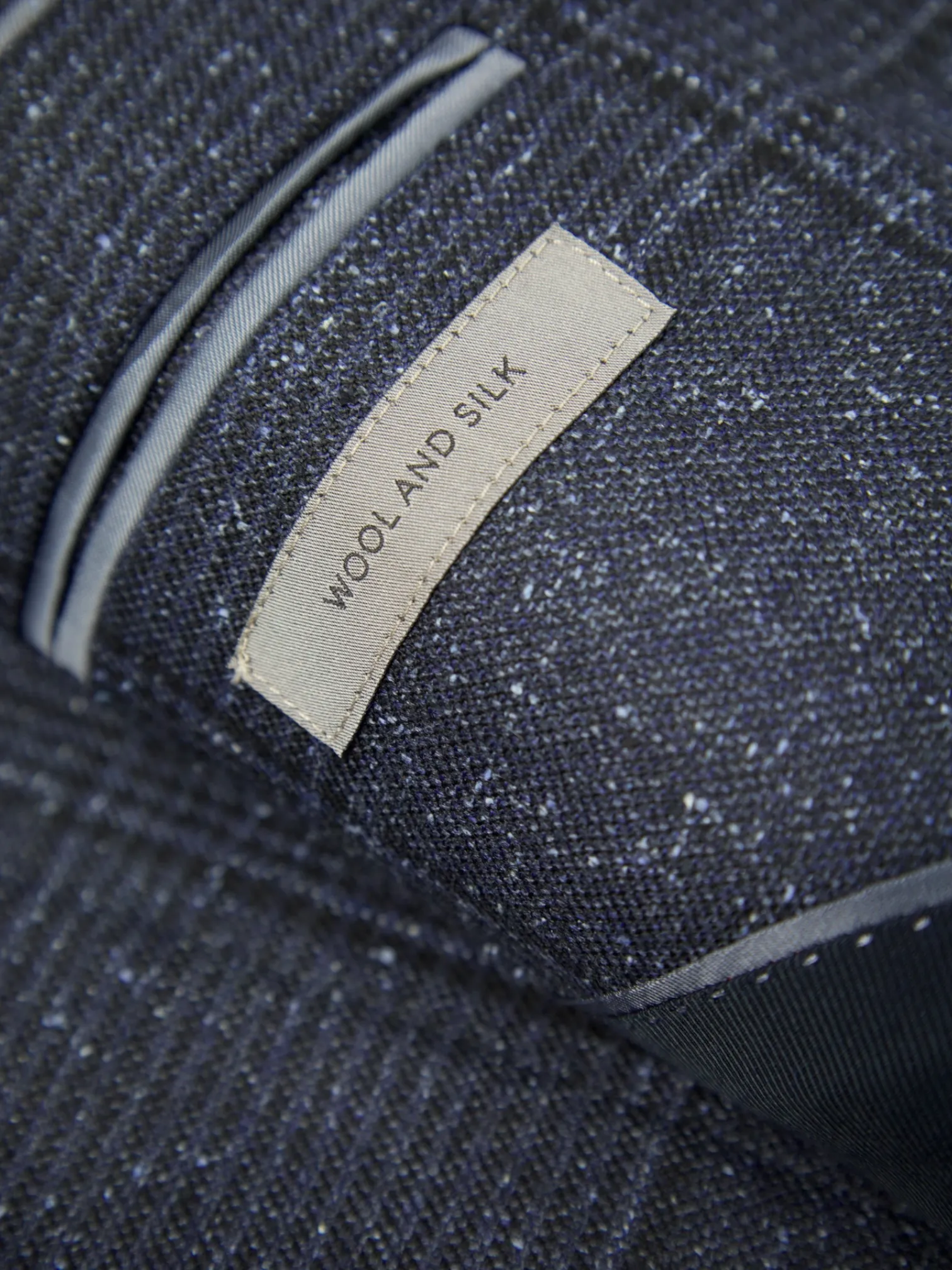 Corneliani Blue Wool & Silk Donegal Check Jacket
