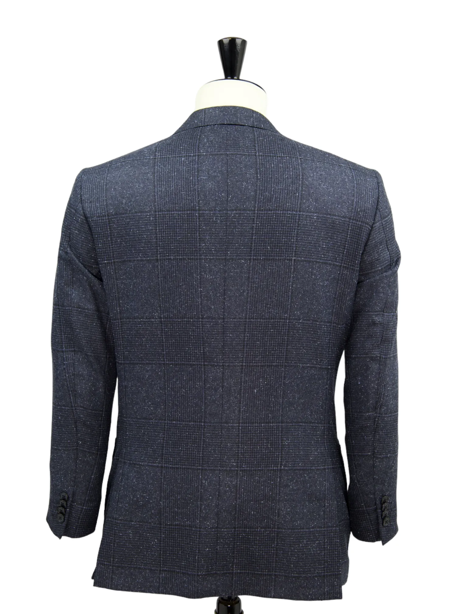 Corneliani Blue Wool & Silk Donegal Check Jacket