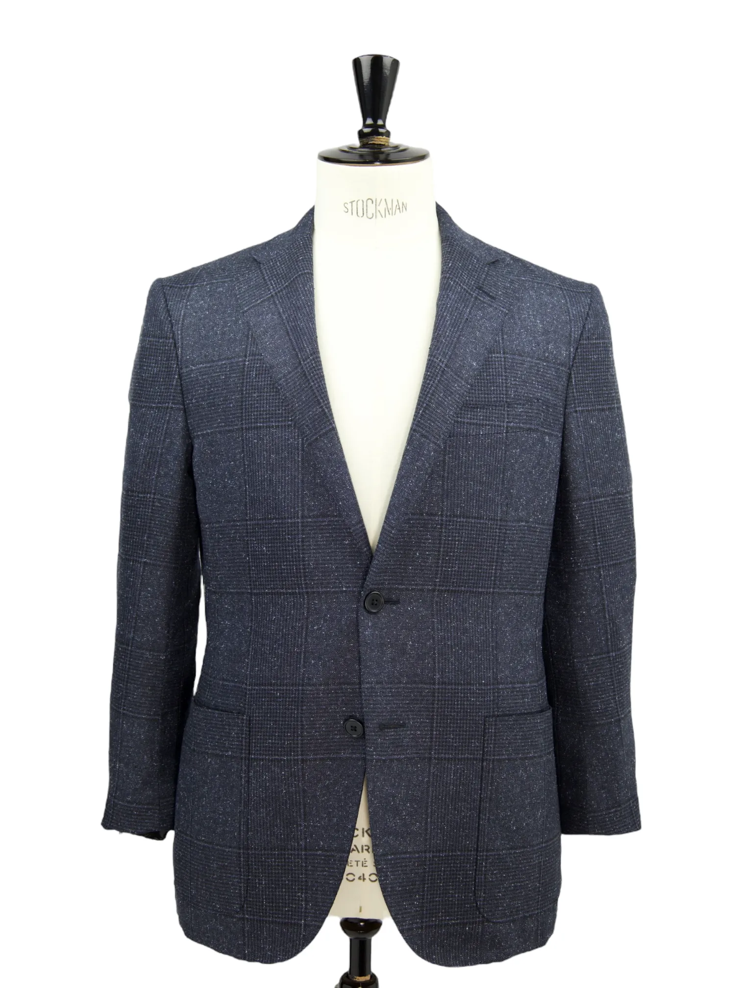 Corneliani Blue Wool & Silk Donegal Check Jacket
