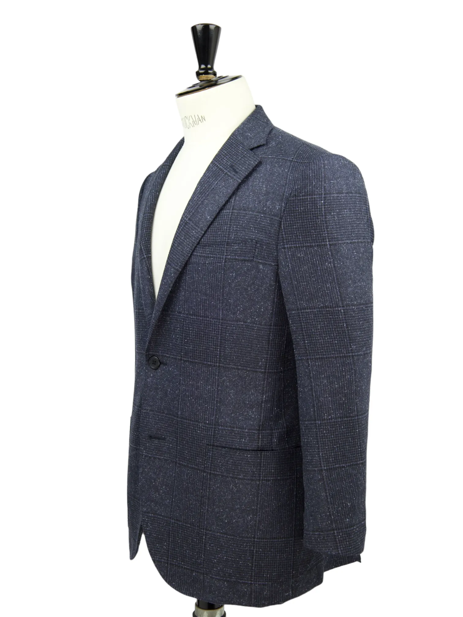 Corneliani Blue Wool & Silk Donegal Check Jacket