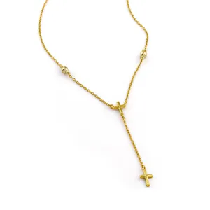 Cross Drop Gold Necklace