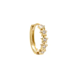 Dainty CZ Star Huggie Earring 14K