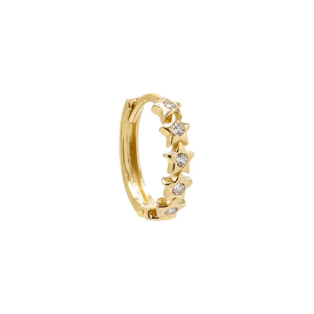 Dainty CZ Star Huggie Earring 14K