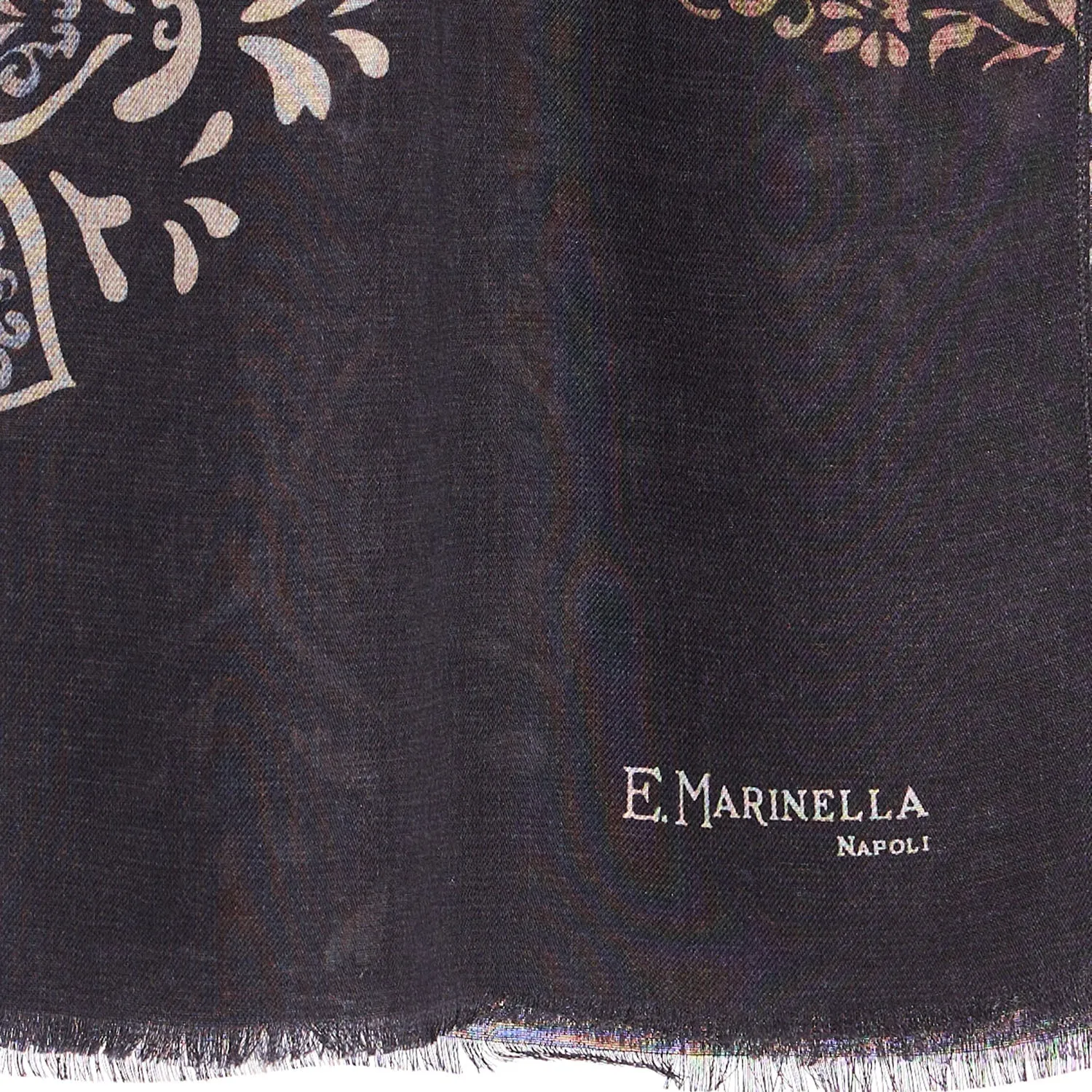DARK BROWN WOOL, SILK AND CASHMERE STOLE