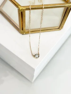 Diamond Bezel Necklace {14kt}