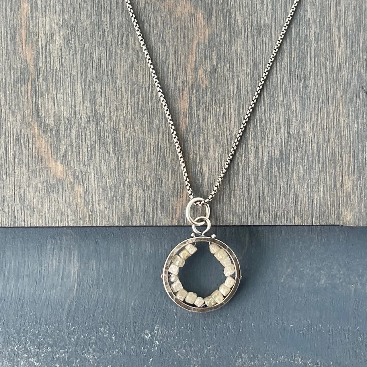 Diamond (raw) Circle "Geode" Pendant