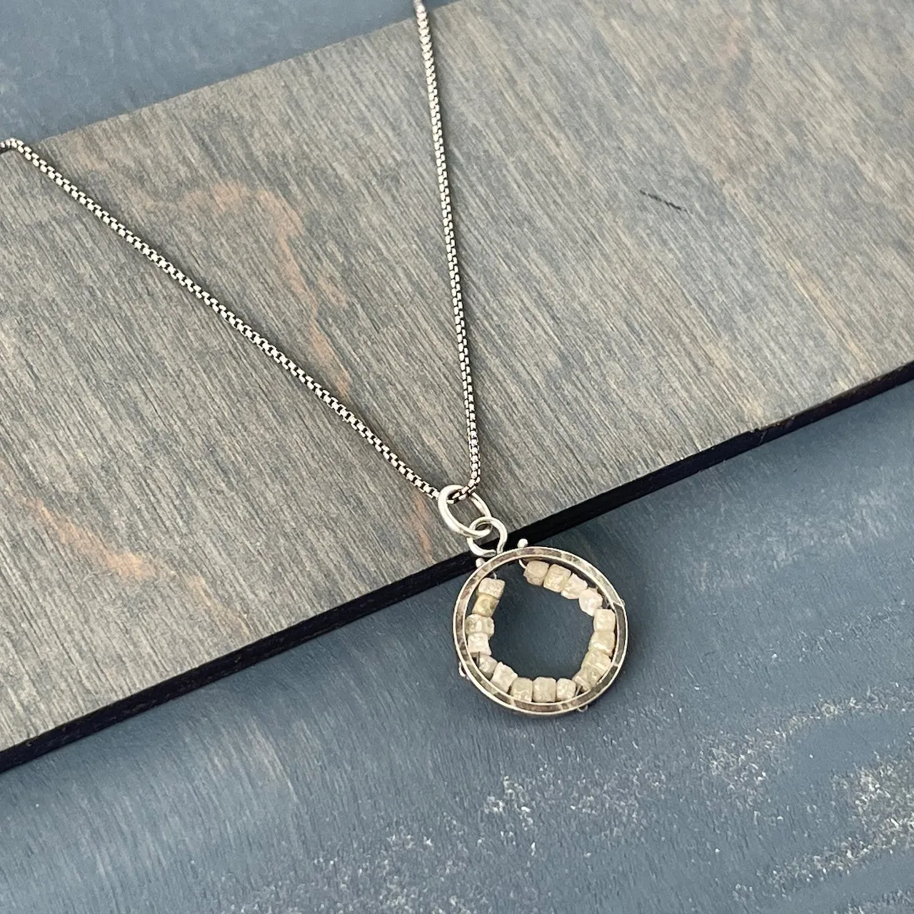 Diamond (raw) Circle "Geode" Pendant
