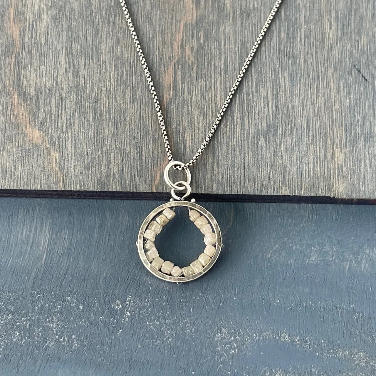 Diamond (raw) Circle "Geode" Pendant