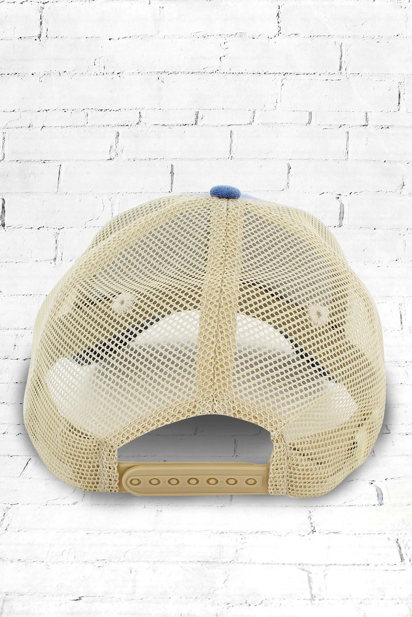 Distressed Ollie Trucker Cap, Royal and Tan