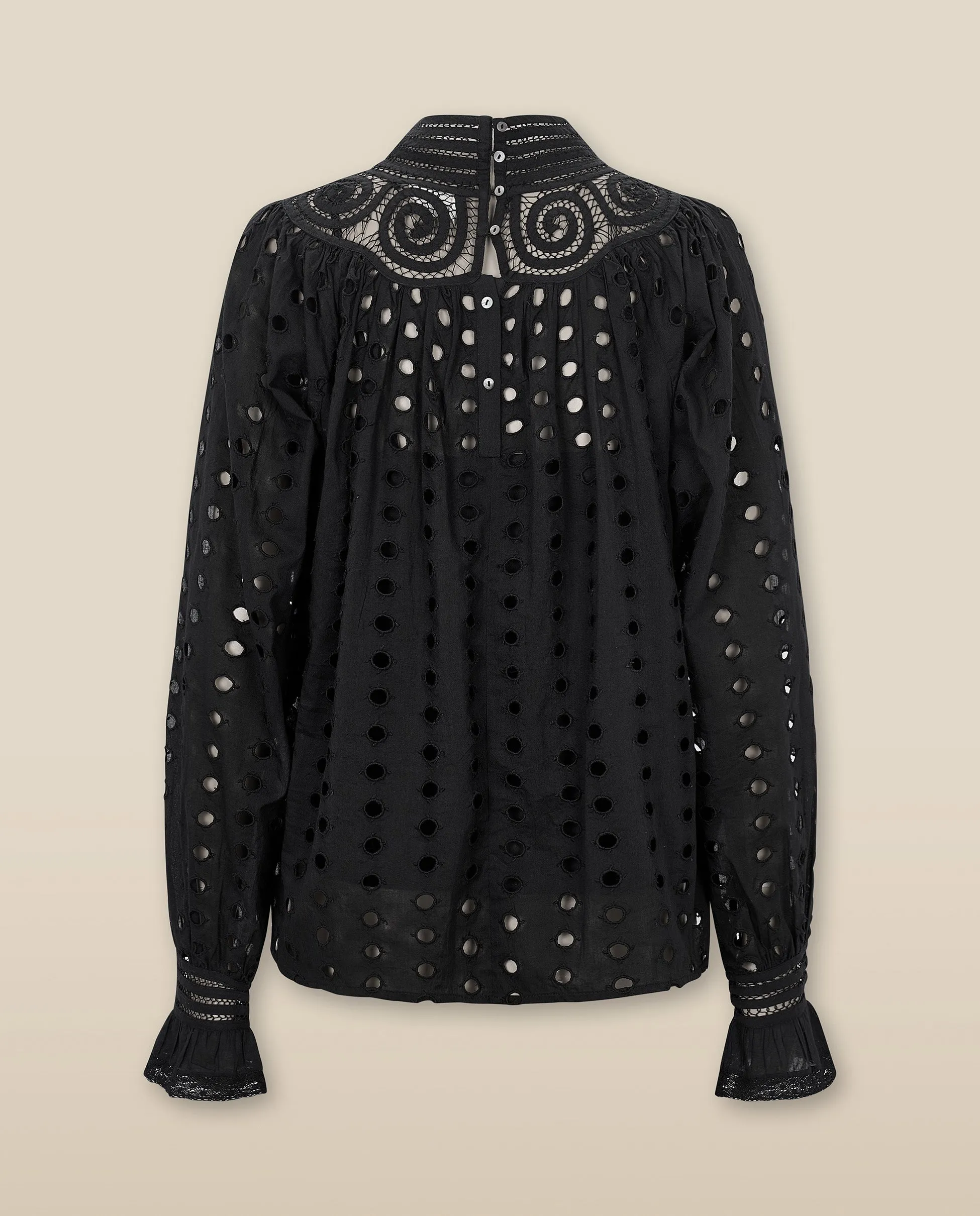DOLKAR | Black Broderie Anglaise Cotton Blouse