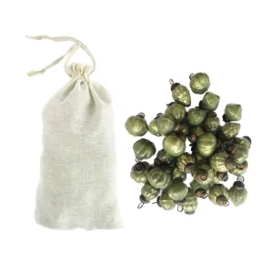 Embossed Recycled Mercury Glass Ornaments in Muslin Bag, Set of 36
