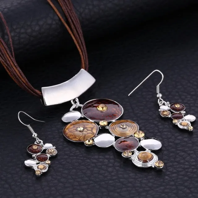 Fashion African Jewelry Set Silver Wedding Jewelry Sets for Brides Party Rope Bridal Jewelry Sets Summer Boho Jewelry