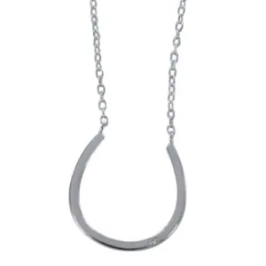 Fine Horseshoe Necklace with Cz Detail Silver