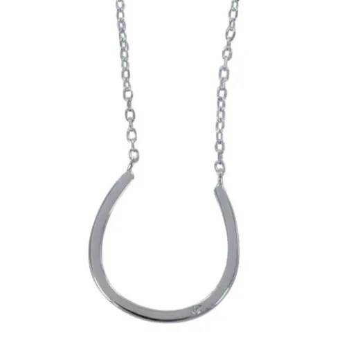 Fine Horseshoe Necklace with Cz Detail Silver