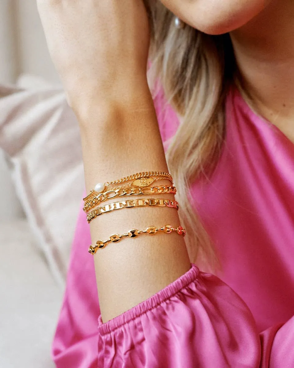 Flat Mariner Chain Bracelet -  Gold Plated