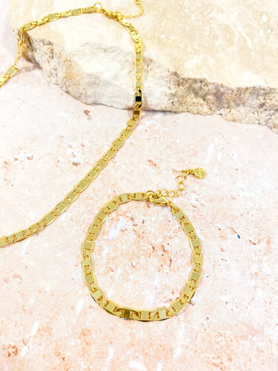 Flat Mariner Chain Bracelet -  Gold Plated
