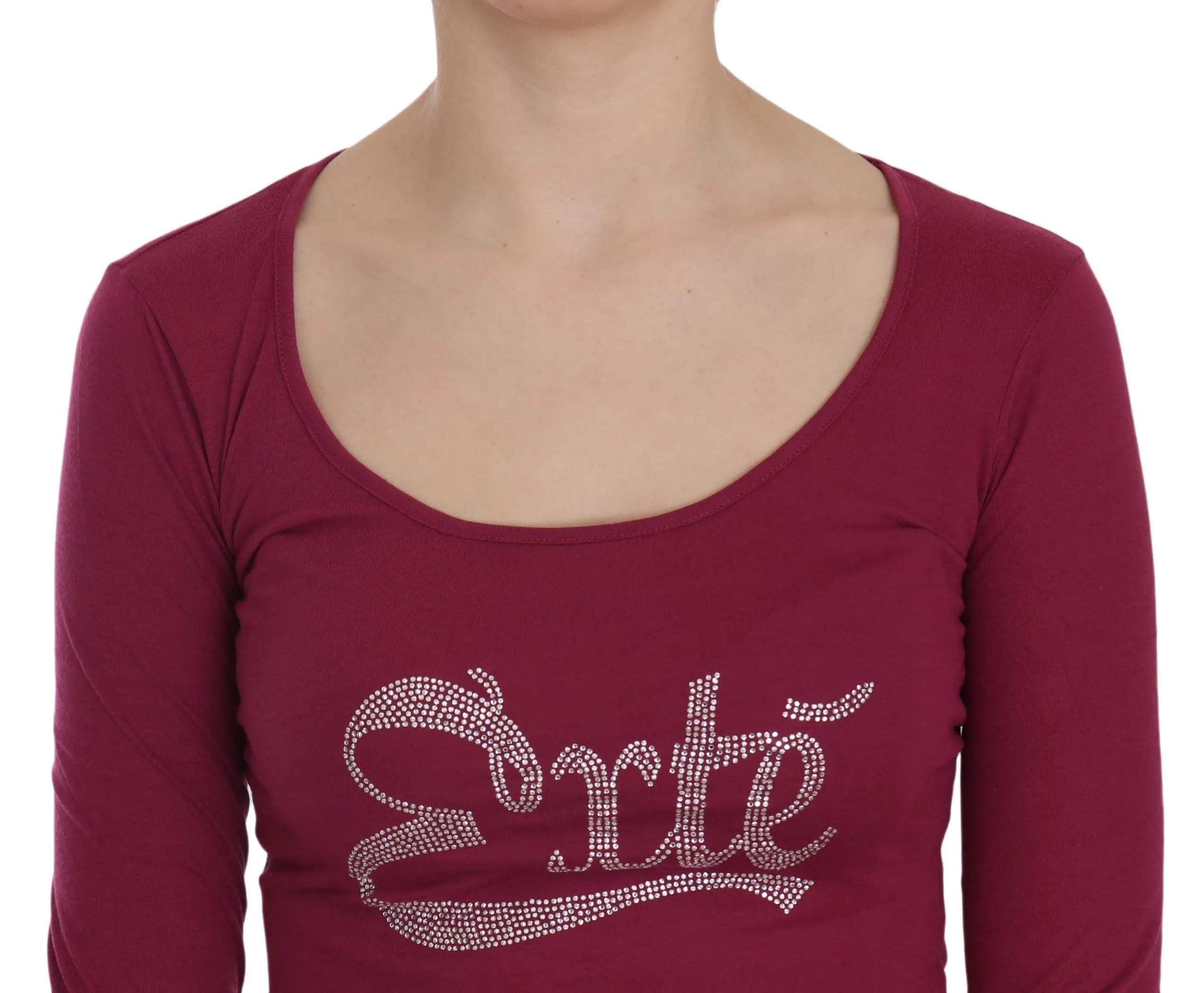 Fuchsia Crystal Embellished U-Neck Blouse