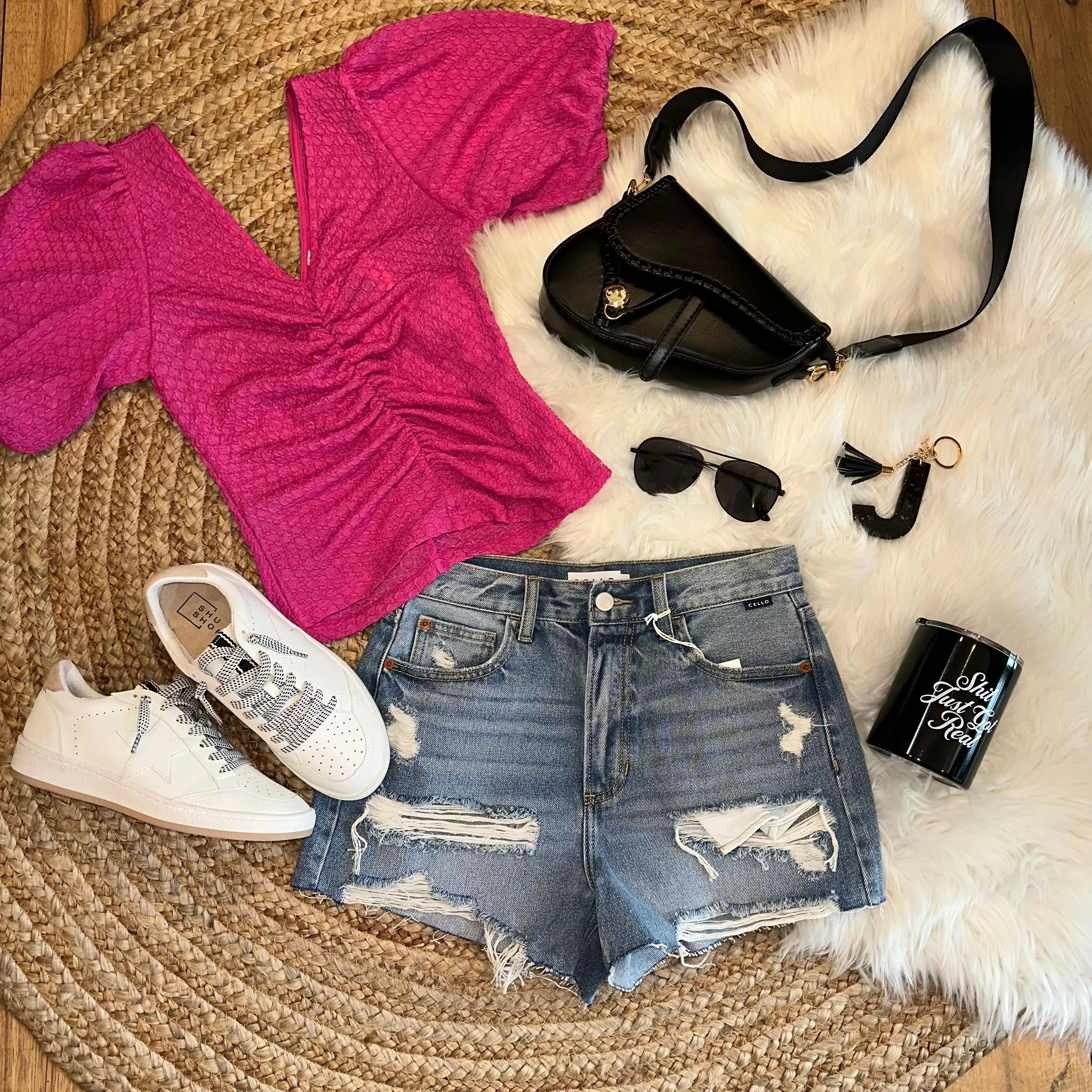 Fuchsia Puff Sleeve Blouse