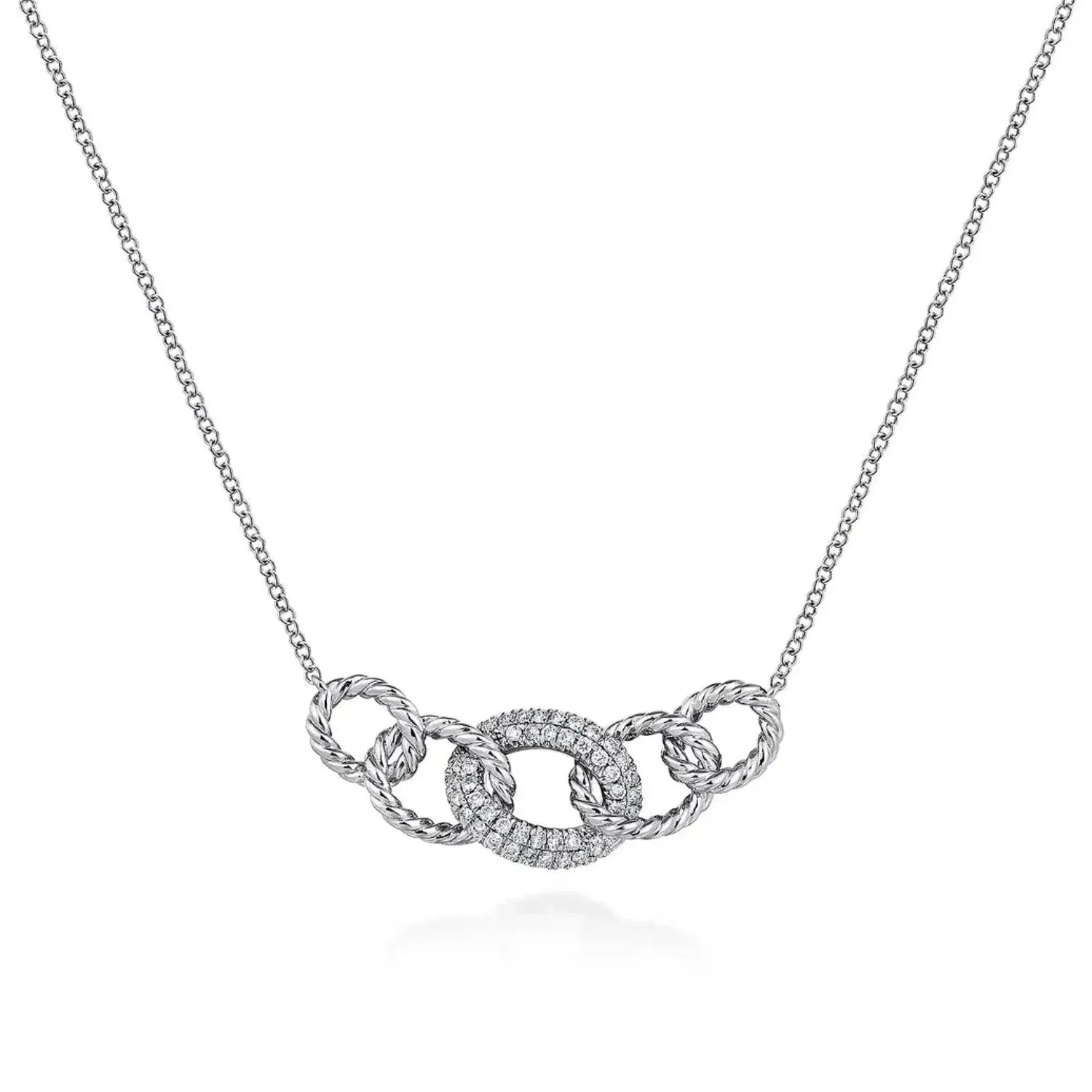 Gabriel & Co. Circular Chain Link Pave Diamond Pendant