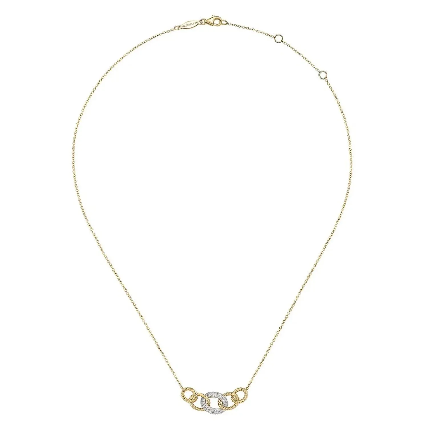 Gabriel & Co. Circular Chain Link Pave Diamond Pendant