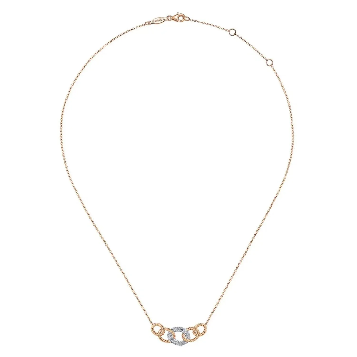 Gabriel & Co. Circular Chain Link Pave Diamond Pendant