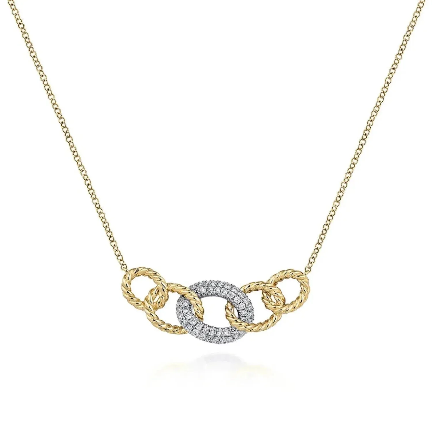 Gabriel & Co. Circular Chain Link Pave Diamond Pendant