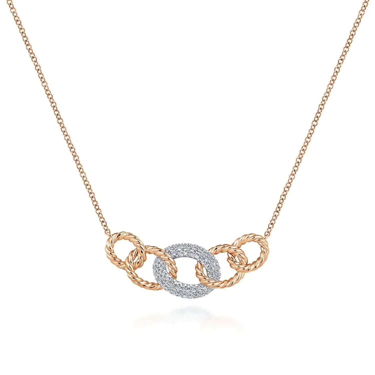 Gabriel & Co. Circular Chain Link Pave Diamond Pendant