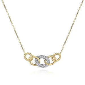 Gabriel & Co. Circular Chain Link Pave Diamond Pendant