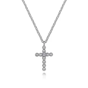 Gabriel Sterling Silver and Diamond Cross Pendant Necklace