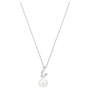 Gabriella Pearl Pendant, White, Rhodium Plated
