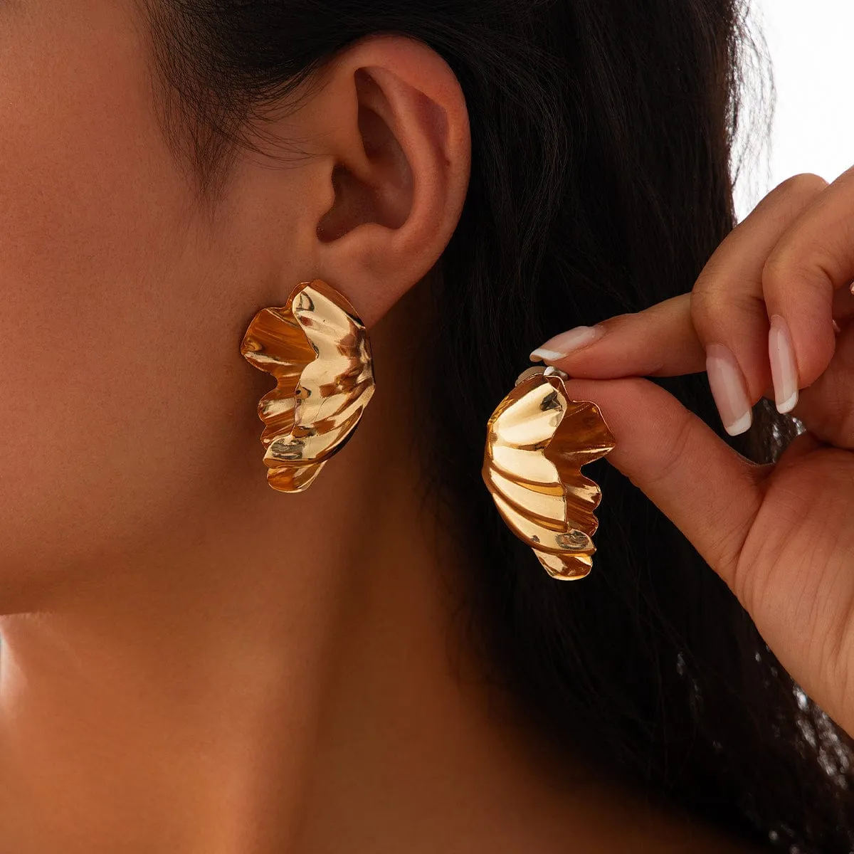 Geometric Abstract Folding Maple Leaf Earrings