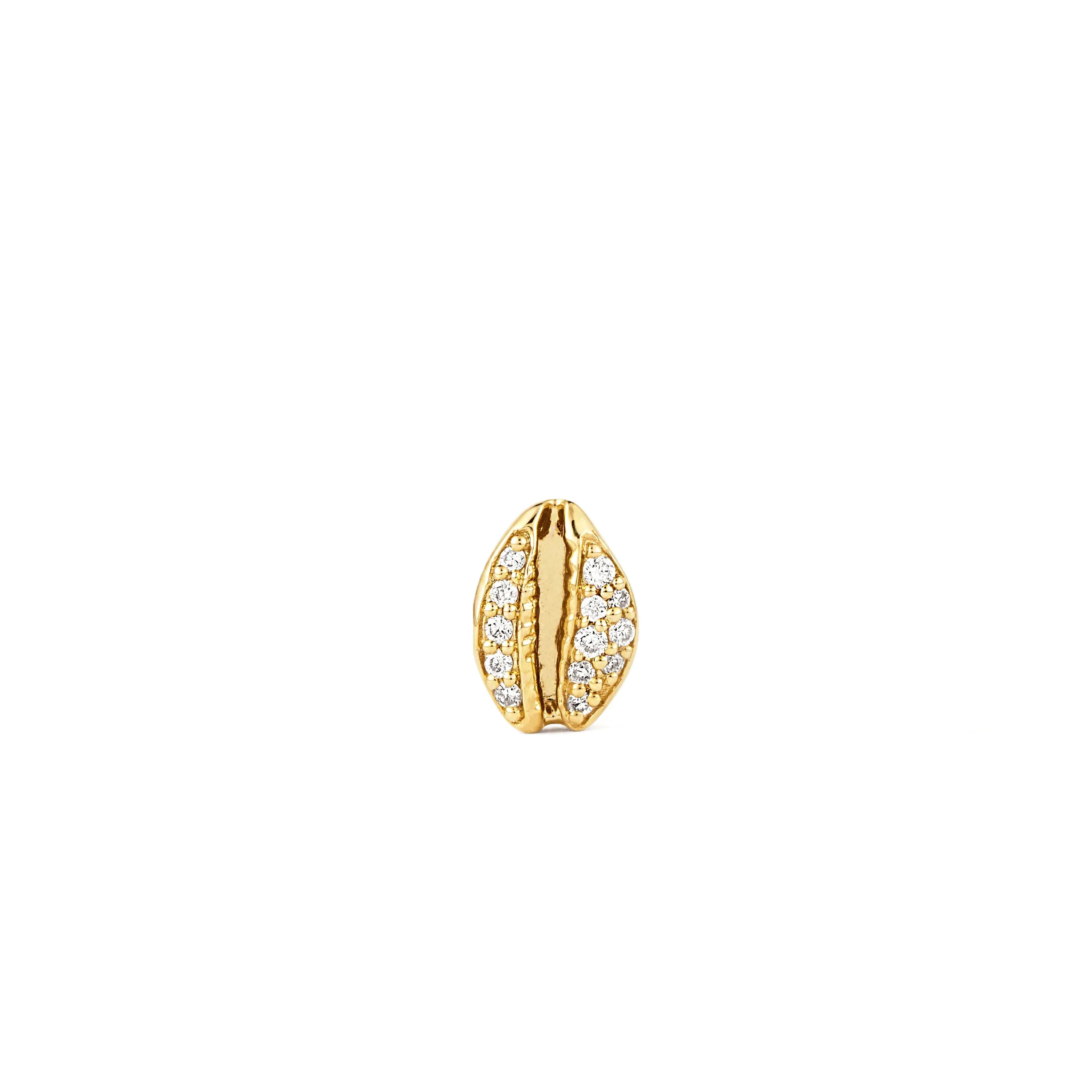 Gold & Diamond Cowrie Shell Stud