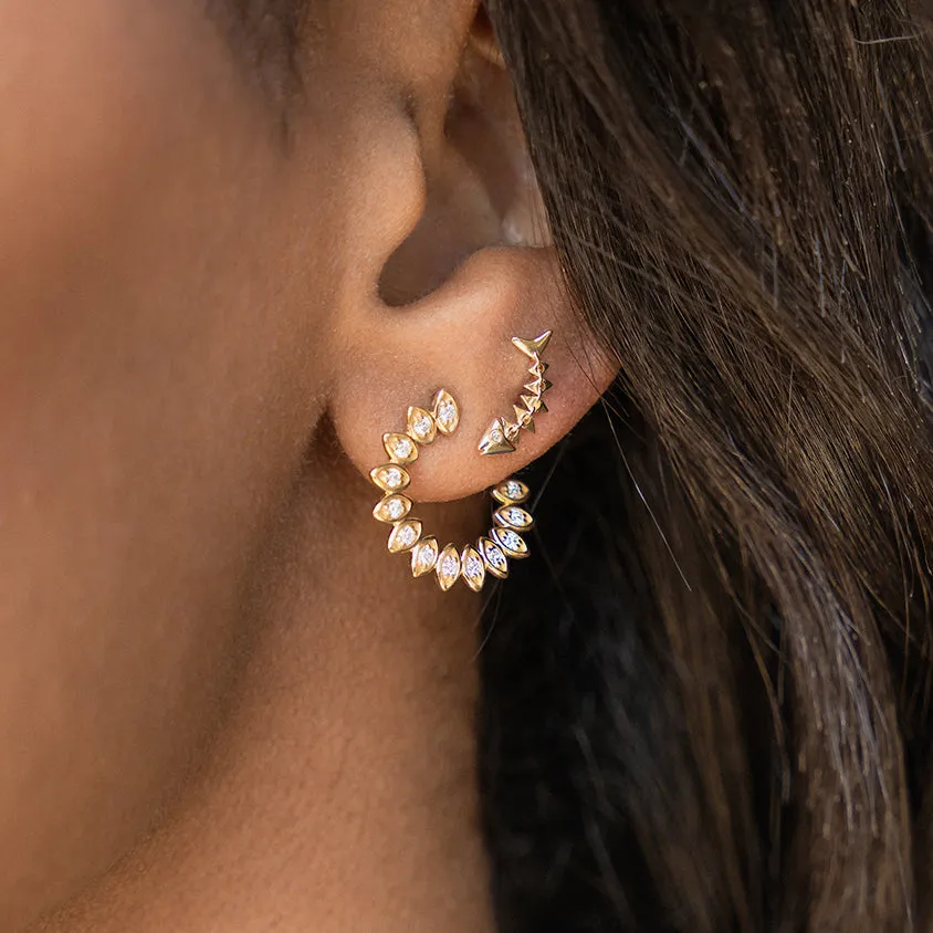 Gold & Diamond Fishbone Stud