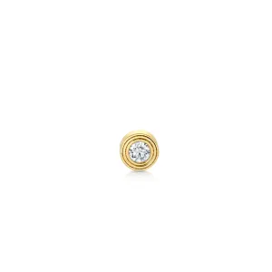 Gold & Diamond Fluted Single Stone Stud