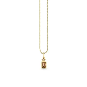 Gold & Diamond Marquise Eye Emerald Cut Quartz Charm