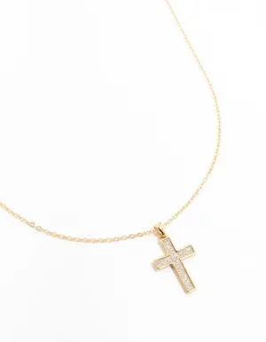 Gold Glitter Cross Necklace