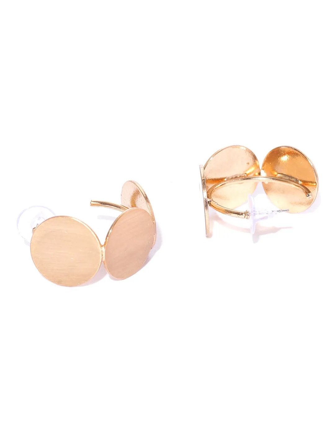 Gold Metal Geometrical Half Hoop Crystal Earrings