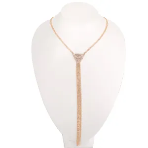 GOLD RHINESTONES EXTRA LONG TASSEL NECKLACE #SWKK-7155GLD (LH16)